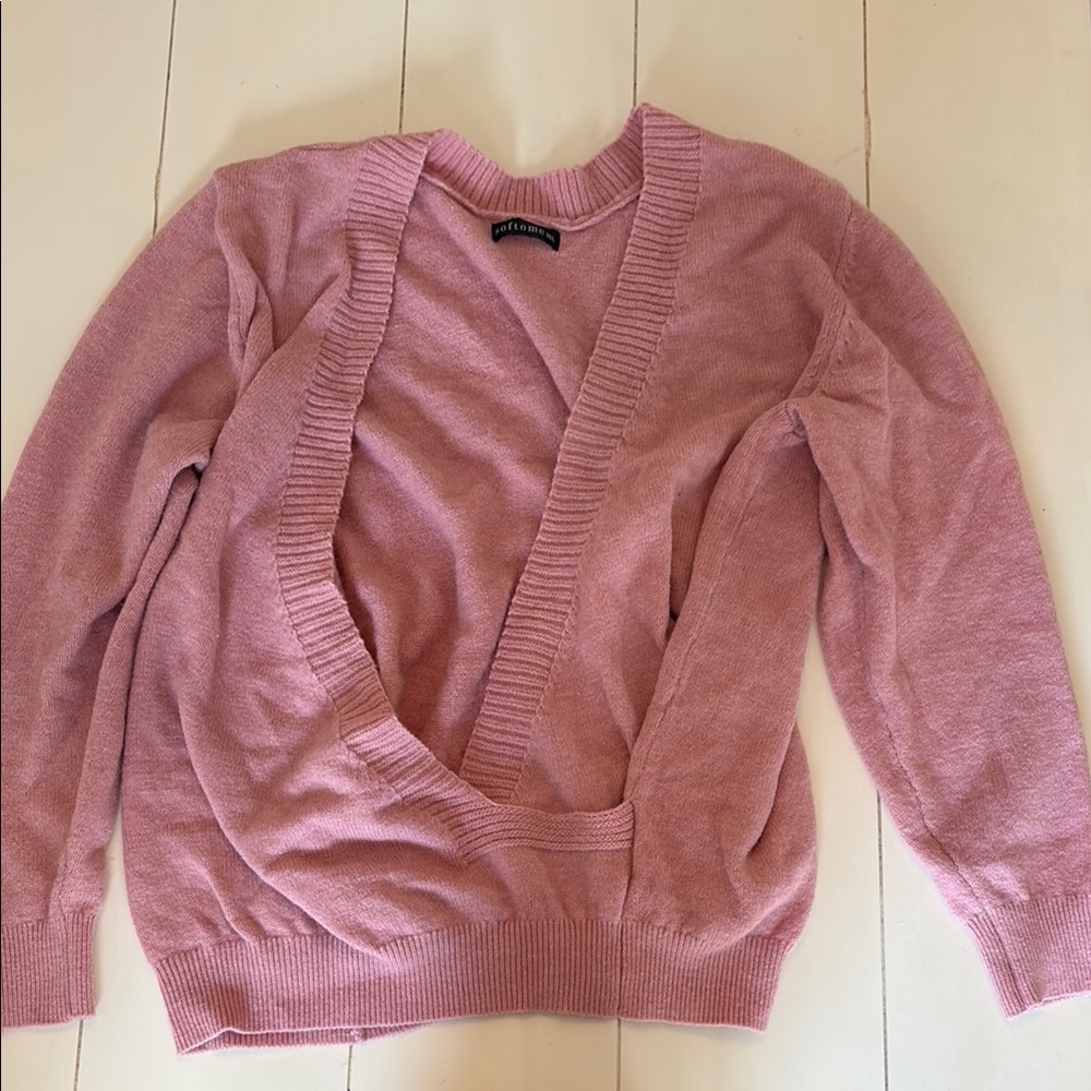 Wild Fable Pink V-Neck Sweater Plush Knit